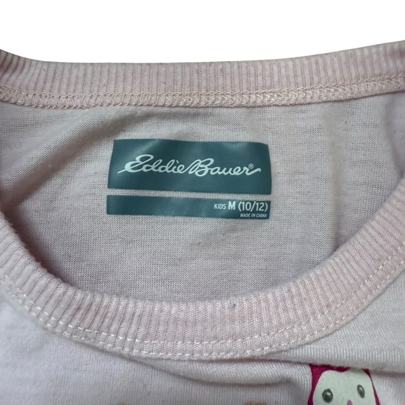 4/$25 Eddie Bauer Girls Pink Plaid 2 Piece Pajama Set Size Medium Fleece Pants - Picture 5 of 11